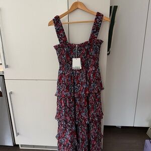 Ganni Floral Maxi Dress - Red and Blue